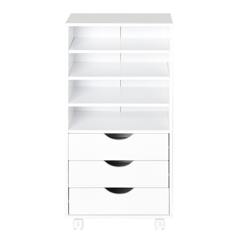 Armario auxiliar con ruedas LISY, bonito diseño, en madera color Blanco