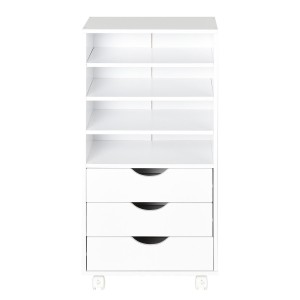 Armario auxiliar con ruedas LISY, bonito diseño, en madera color Blanco