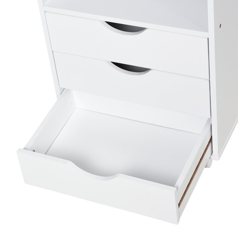 Armario auxiliar con ruedas LISY, bonito diseño, en madera color Blanco