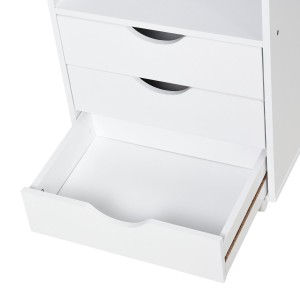 Armario auxiliar con ruedas LISY, bonito diseño, en madera color Blanco