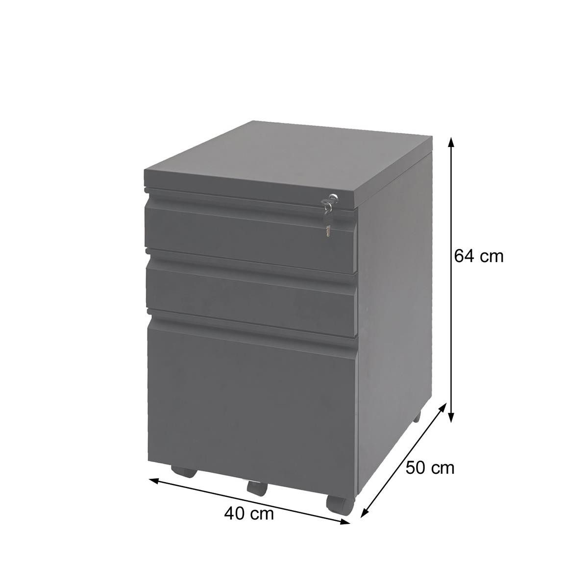 Archivador con Ruedas FOLDER, 3 Cajones, Dimensiones 40x50x64 cm, color Blanco