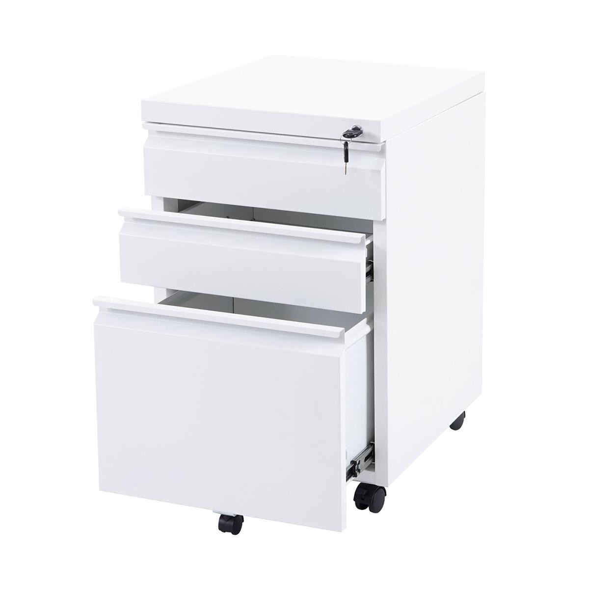 Archivador con Ruedas FOLDER, 3 Cajones, Dimensiones 40x50x64 cm, color Blanco