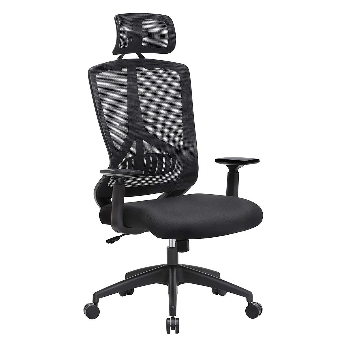 Silla Ergonómica NEMO, con Reposacabezas, Soporte Lumbar, en Malla Transpirable color Negro