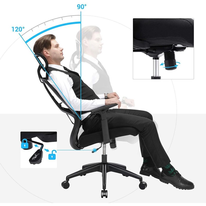 Silla Ergonómica NEMO en Malla Transpirable color Negro