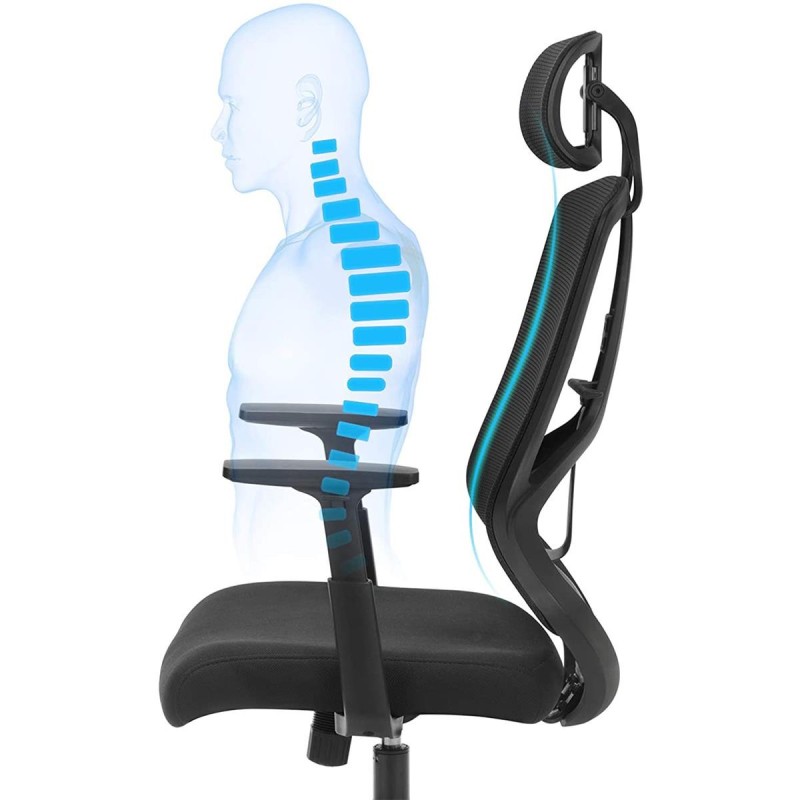 Silla Ergonómica NEMO en Malla Transpirable color Negro