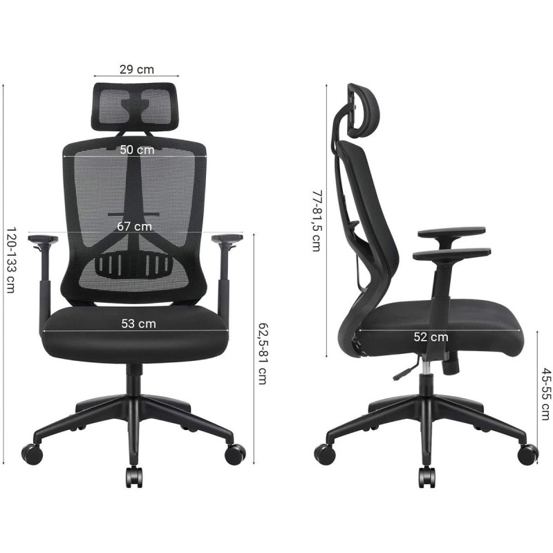 Silla Ergonómica NEMO en Malla Transpirable color Negro