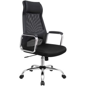 Silla de Oficina TINO en Piel y Malla Transpirable color Negro