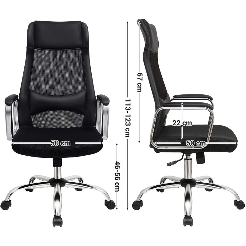 Silla de Oficina TINO en Piel y Malla Transpirable color Negro
