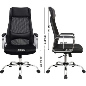 Silla de Oficina TINO en Piel y Malla Transpirable color Negro