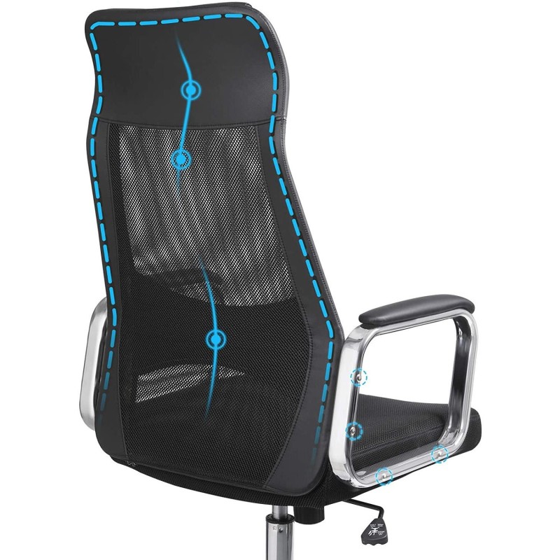 Silla de Oficina TINO en Piel y Malla Transpirable color Negro