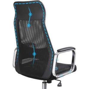 Silla de Oficina TINO en Piel y Malla Transpirable color Negro