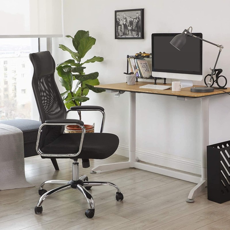Silla de Oficina TINO en Piel y Malla Transpirable color Negro