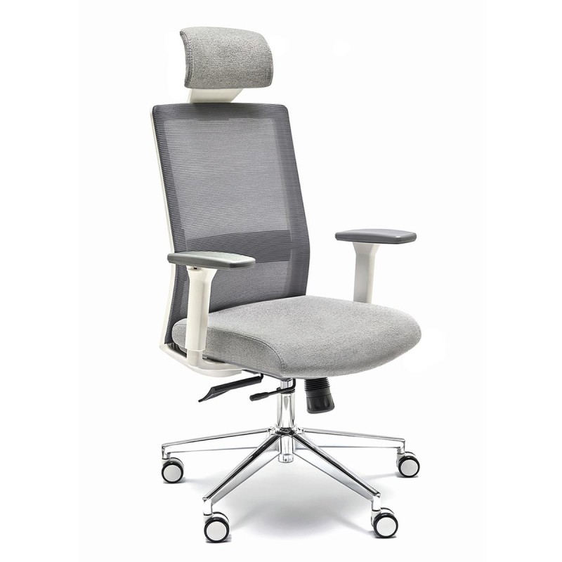 Silla de Oficina ALBI PRO, con Reposacabezas en Malla y Tela Negra