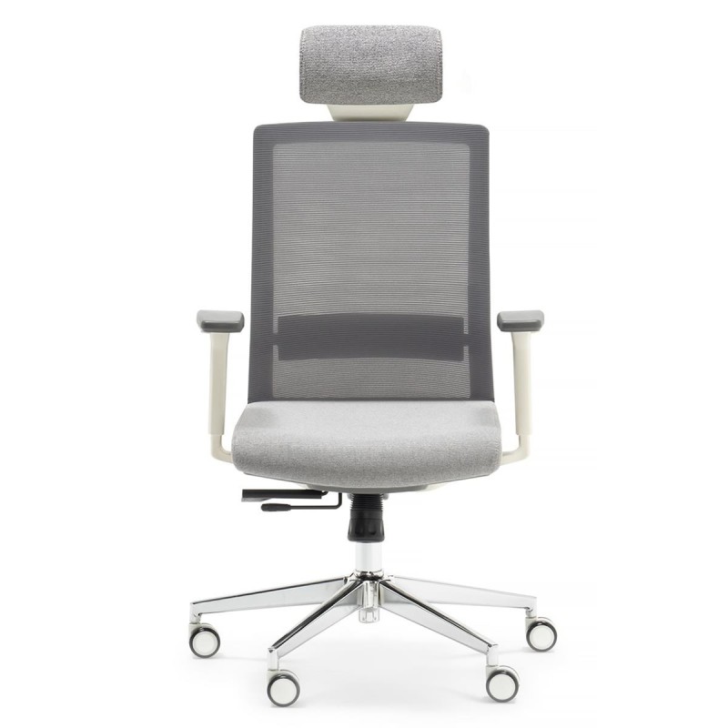 Silla de Oficina ALBI PRO, con Reposacabezas en Malla y Tela Negra