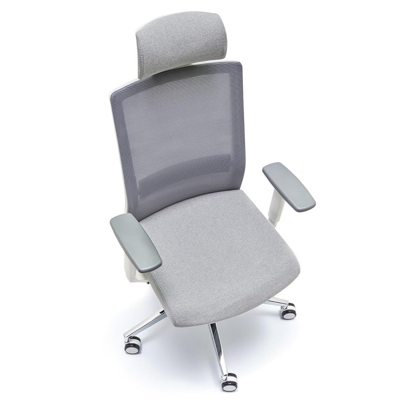 Silla de Oficina ALBI PRO, con Reposacabezas en Malla y Tela Negra