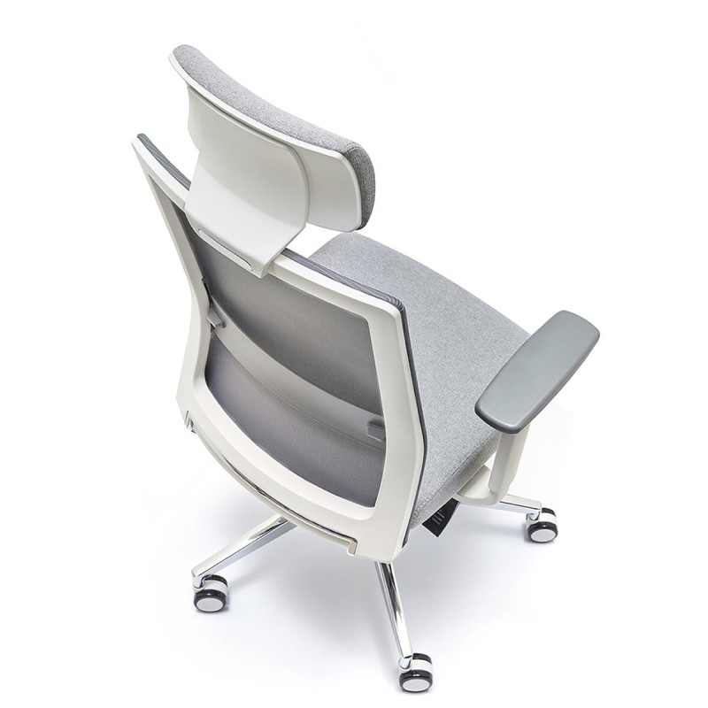 Silla de Oficina ALBI PRO, con Reposacabezas en Malla y Tela Negra