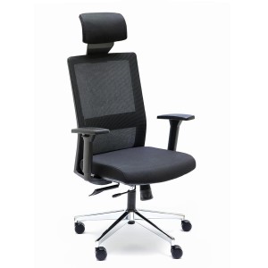 Silla de Oficina ALBI PRO, con Reposacabezas en Malla y Tela Negra