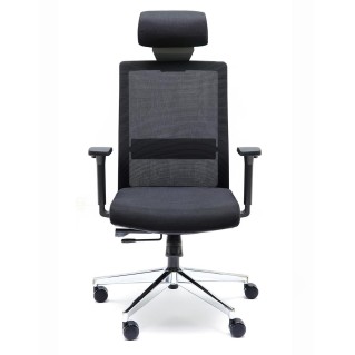 Silla de Oficina ALBI PRO, con Reposacabezas en Malla y Tela Negra 2
