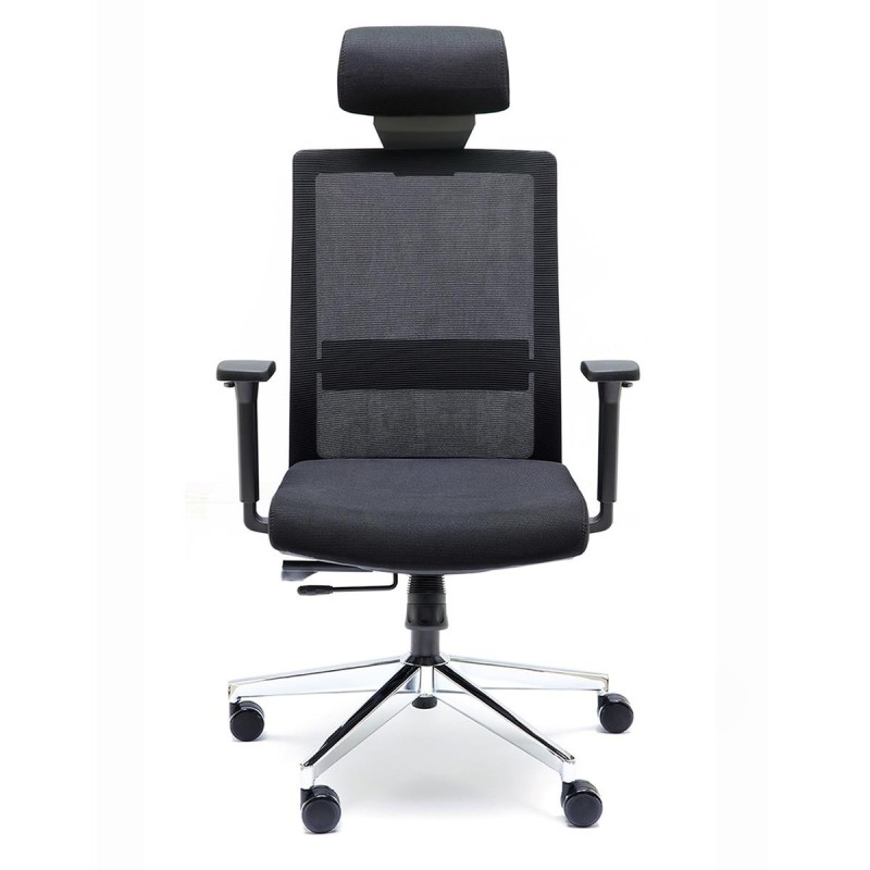 Silla de Oficina ALBI PRO, con Reposacabezas en Malla y Tela Negra