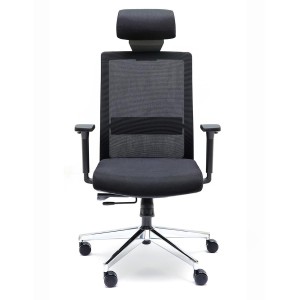 Silla de Oficina ALBI PRO, con Reposacabezas en Malla y Tela Negra