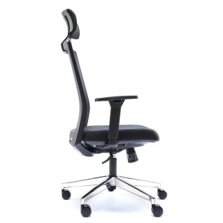 Silla de Oficina ALBI PRO, con Reposacabezas en Malla y Tela Negra 2