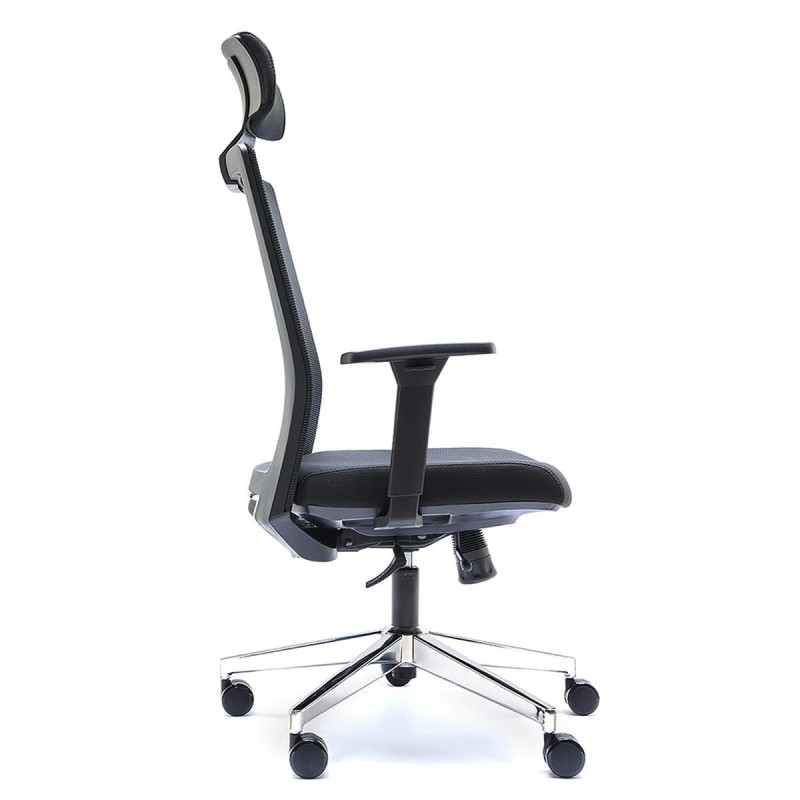 Silla de Oficina ALBI PRO, con Reposacabezas en Malla y Tela Negra