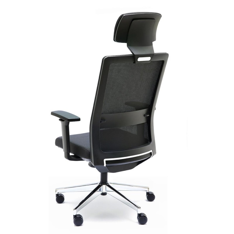 Silla de Oficina ALBI PRO, con Reposacabezas en Malla y Tela Negra