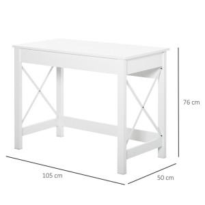 Mesa de escritorio PETER, 105x50x76 cm, en Madera color Blanco