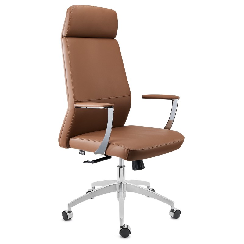 Sillón de oficina NOVAK, brazos de diseño, en piel gris claro