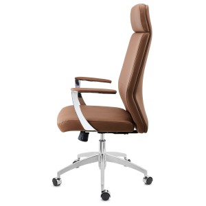 Sillón de oficina NOVAK, brazos de diseño, en piel gris claro