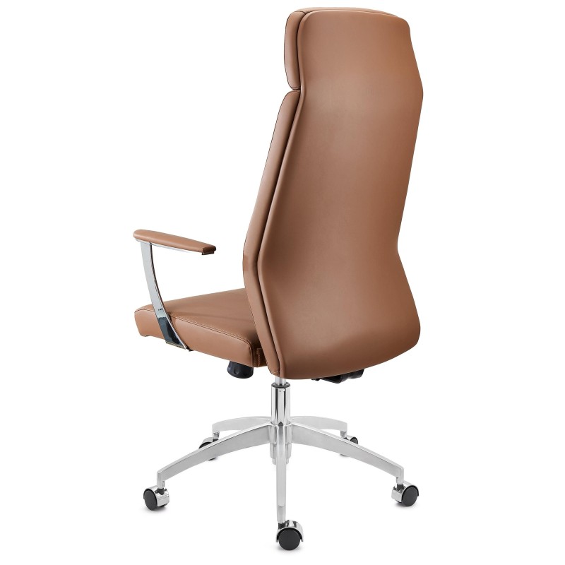 Sillón de oficina NOVAK, brazos de diseño, en piel gris claro