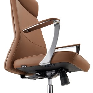 Sillón de oficina NOVAK, brazos de diseño, en piel gris claro