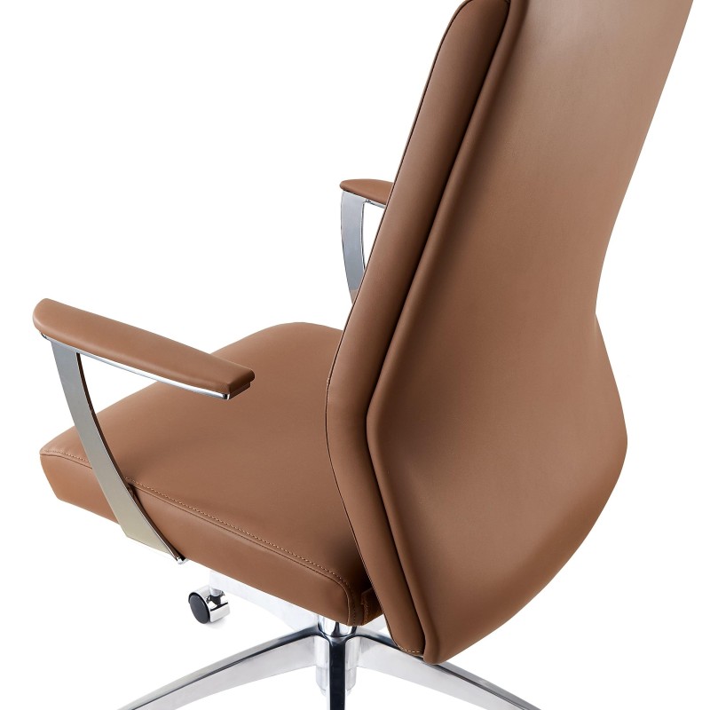 Sillón de oficina NOVAK, brazos de diseño, en piel gris claro
