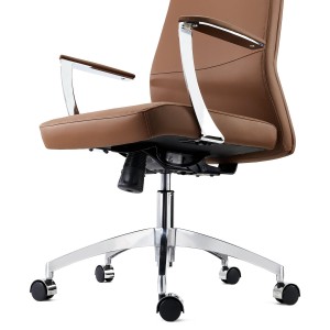 Sillón de oficina NOVAK, brazos de diseño, en piel gris claro