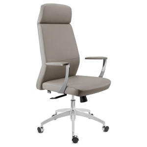 Sillón de oficina NOVAK, brazos de diseño, en piel gris claro