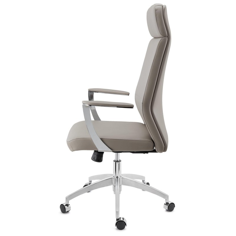 Sillón de oficina NOVAK, brazos de diseño, en piel gris claro