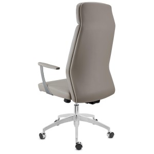 Sillón de oficina NOVAK, brazos de diseño, en piel gris claro