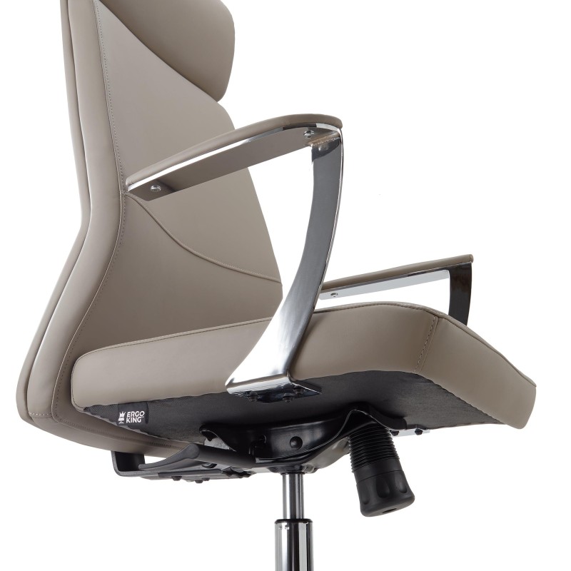 Sillón de oficina NOVAK, brazos de diseño, en piel gris claro