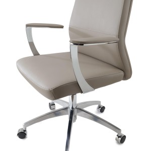 Sillón de oficina NOVAK, brazos de diseño, en piel gris claro