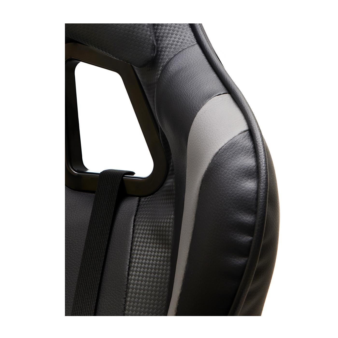Silla Gaming ORION, Respaldo Reclinable hasta 160º, con Cojines Lumbar y Cervical, en Piel Negra y Gris