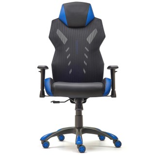 Silla Gaming ESCORPIO en Malla Transpirable y Piel Negra y Azul 2