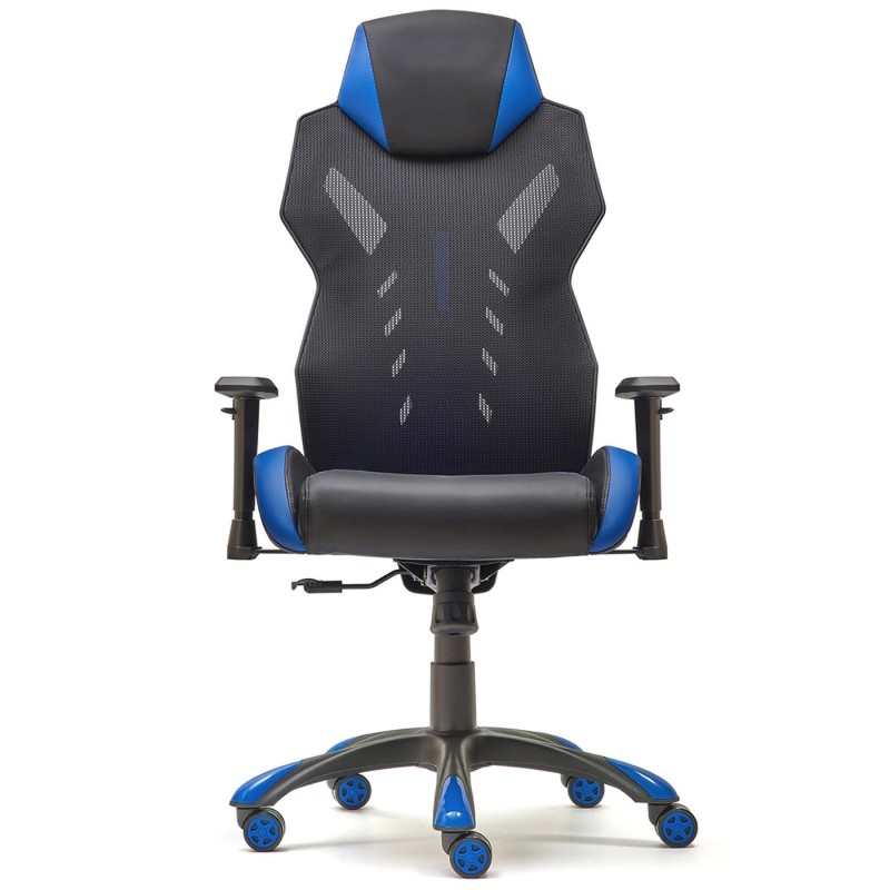 Silla Gaming ESCORPIO en Malla Transpirable y Piel Negra y Azul