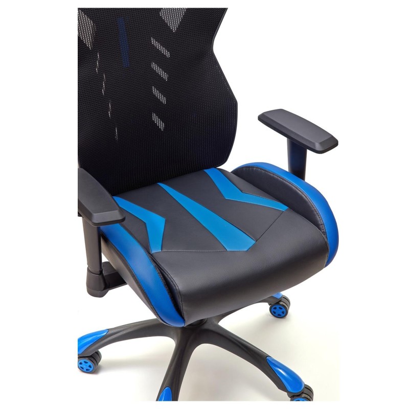 Silla Gaming ESCORPIO en Malla Transpirable y Piel Negra y Azul