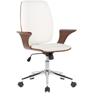 Silla de Oficina BOMBAI en Madera color Nogal y Piel Negra