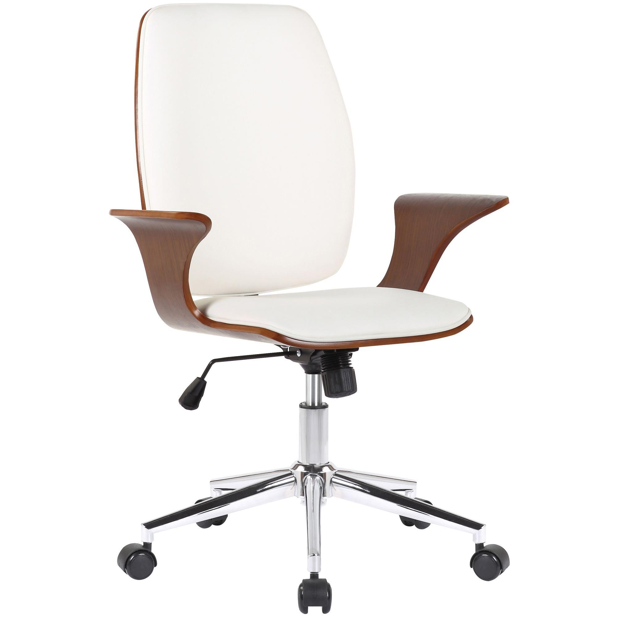 Silla de Oficina BOMBAI, Elegante Diseño, Base Metálica, en Madera color Nogal y Piel Negra