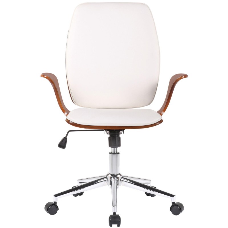 Silla de Oficina BOMBAI en Madera color Nogal y Piel Negra