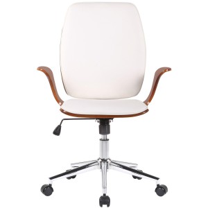 Silla de Oficina BOMBAI en Madera color Nogal y Piel Negra
