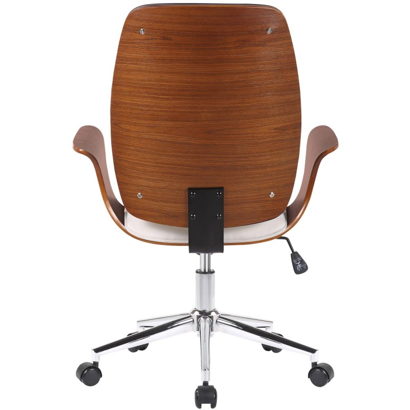 Silla de Oficina BOMBAI en Madera color Nogal y Piel Negra