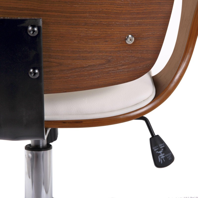 Silla de Oficina BOMBAI en Madera color Nogal y Piel Negra