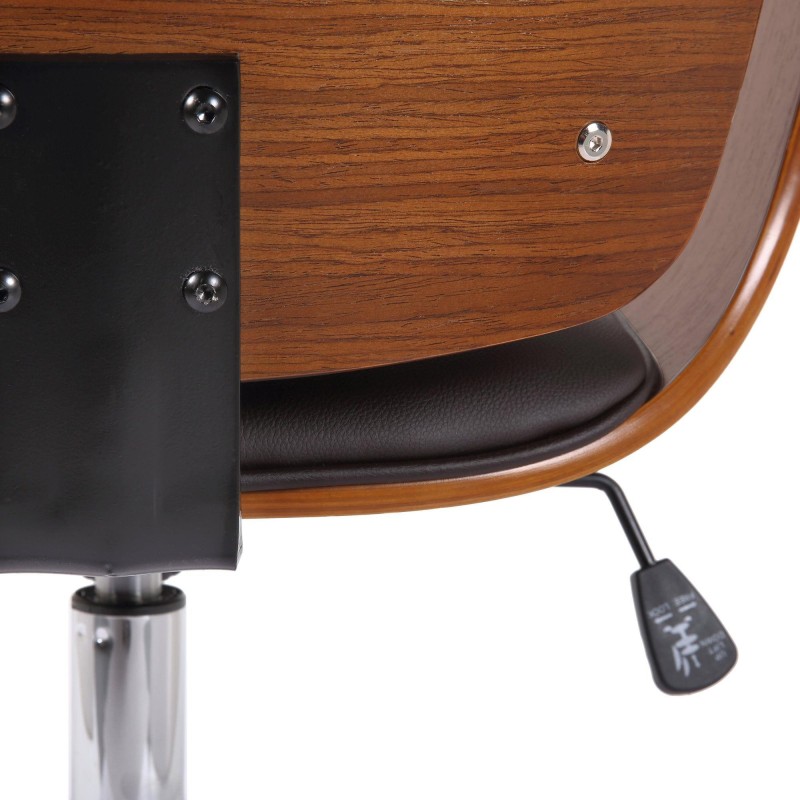 Silla de Oficina BOMBAI en Madera color Nogal y Piel Negra